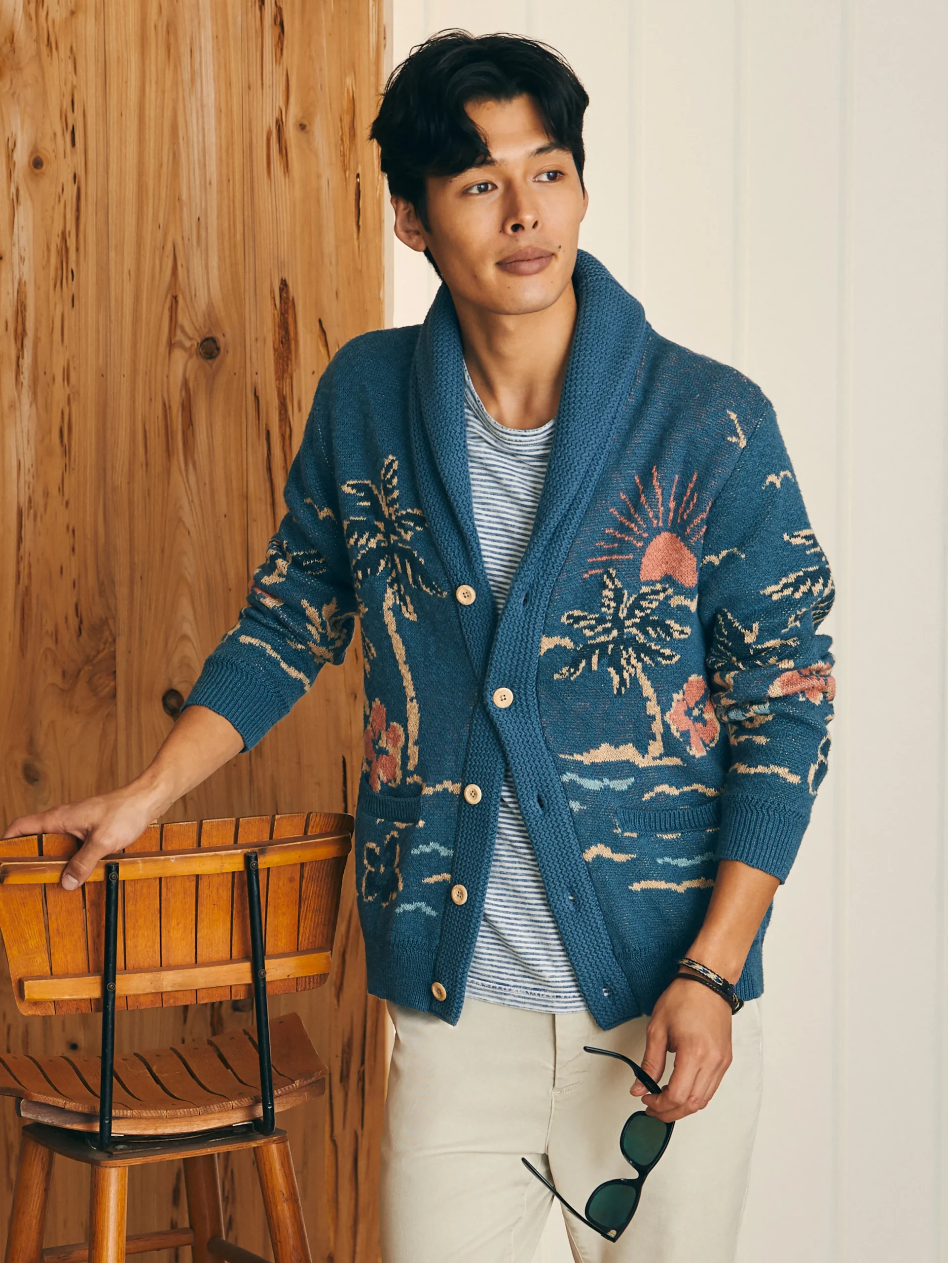 Sweaters^Faherty Brand Offshore Swell Cardigan - Aqua Sea