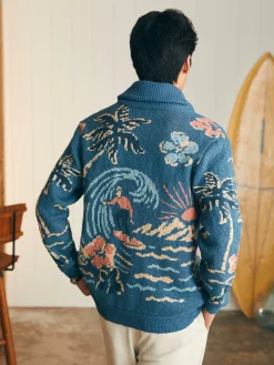 Sweaters^Faherty Brand Offshore Swell Cardigan - Aqua Sea