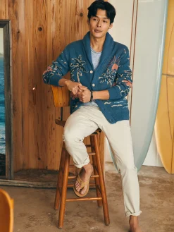 Sweaters^Faherty Brand Offshore Swell Cardigan - Aqua Sea