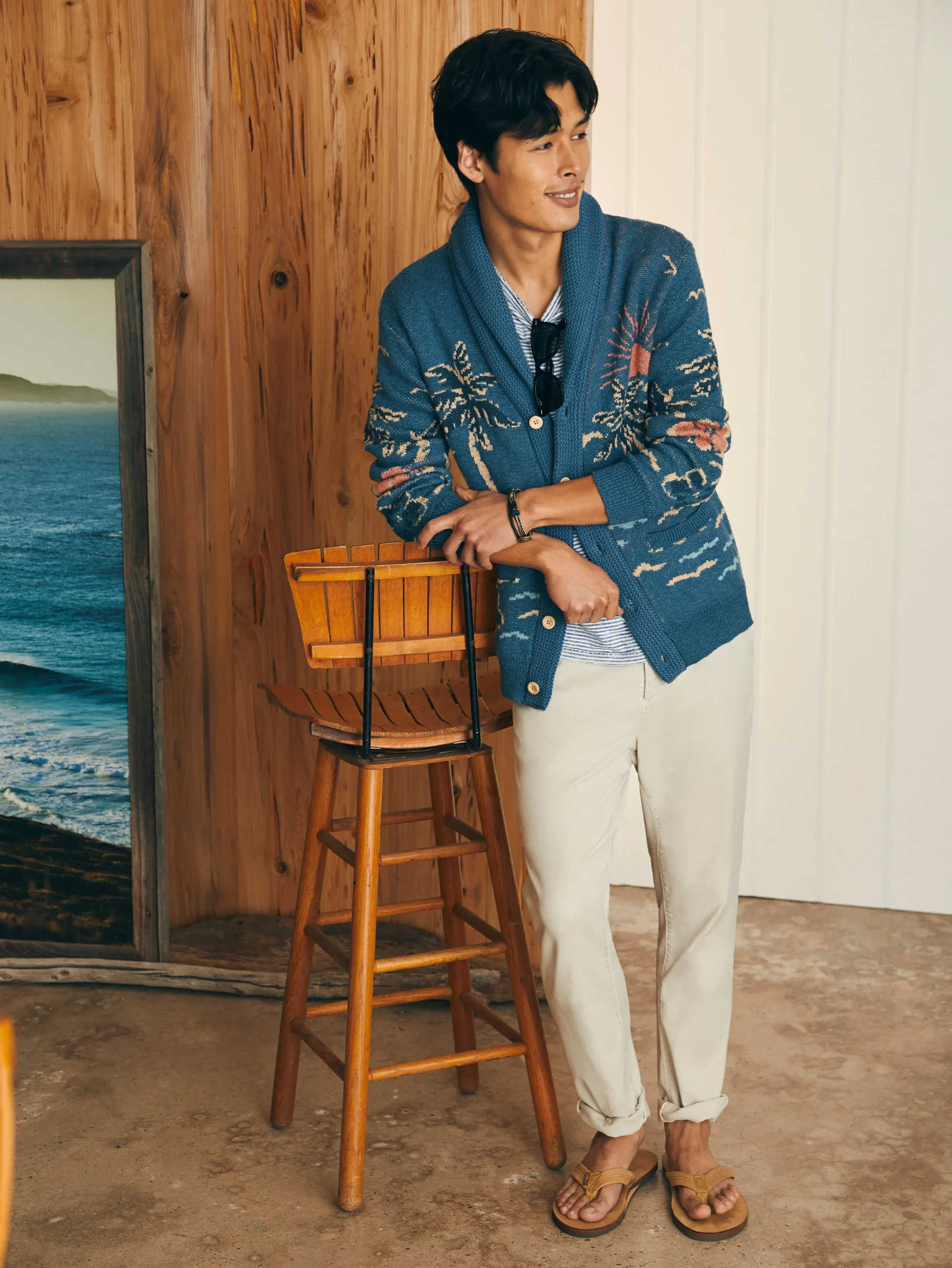 Sweaters^Faherty Brand Offshore Swell Cardigan - Aqua Sea
