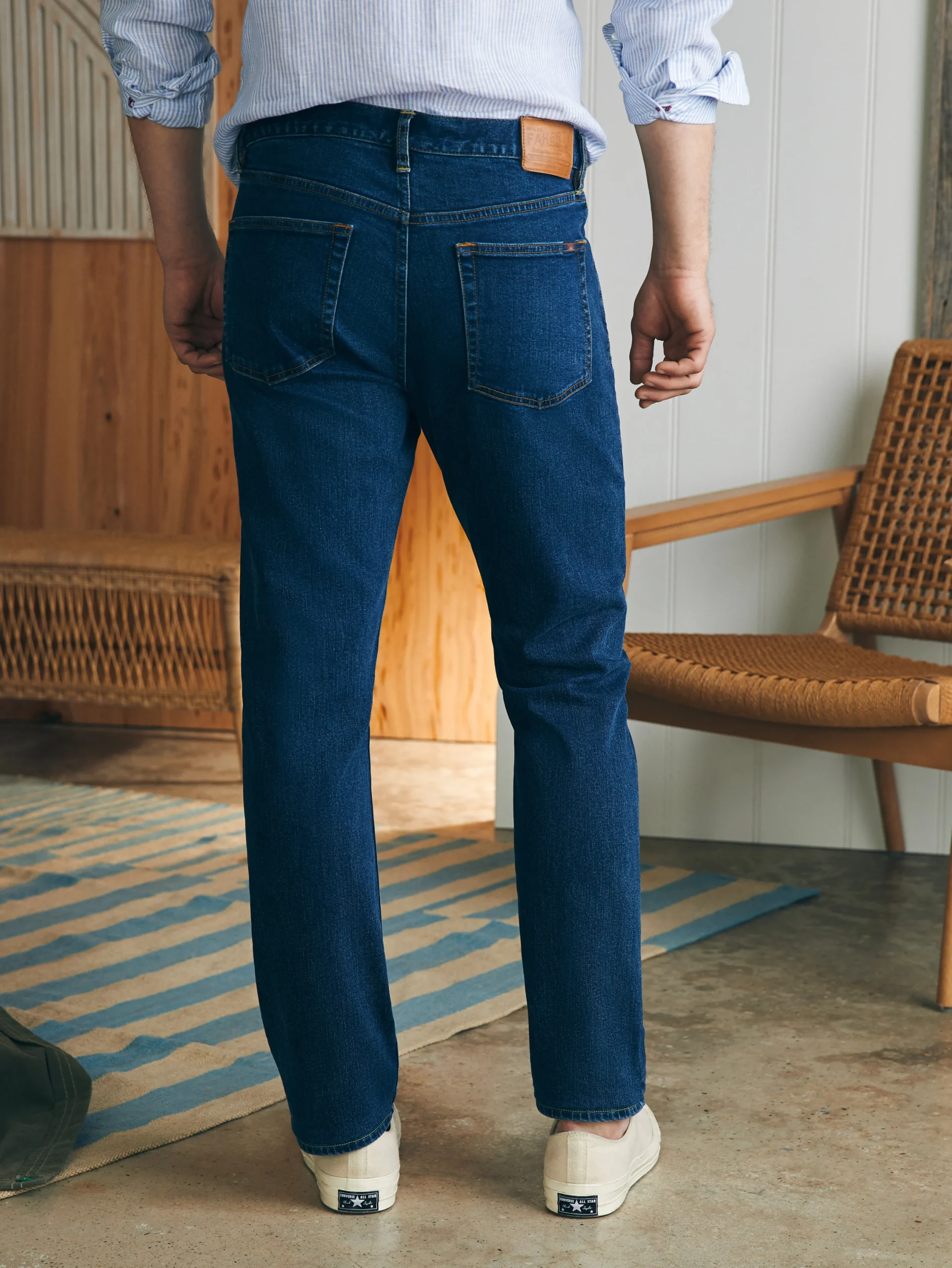 Pants^Faherty Brand Organic Cotton Slim Straight Denim (32" Inseam) - Cove Point Wash