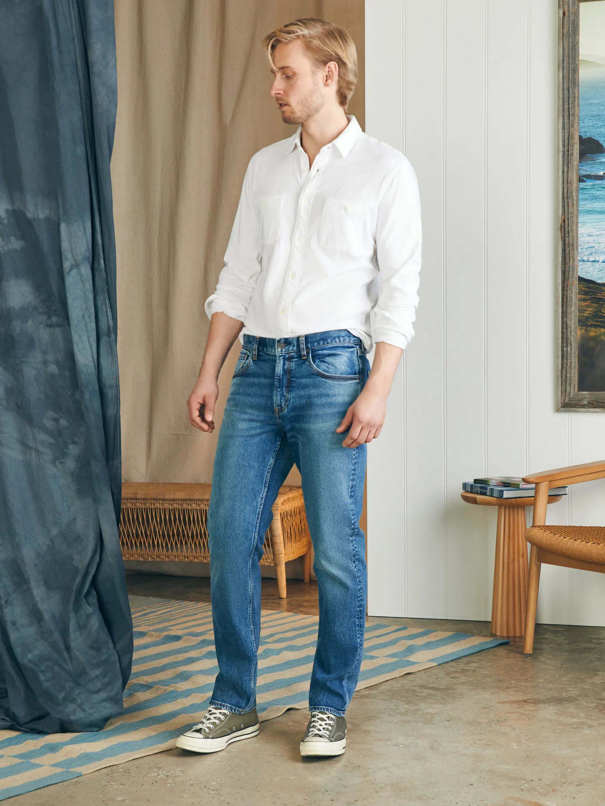 Pants^Faherty Brand Organic Cotton Slim Straight Denim (32" Inseam) - East Lake Wash