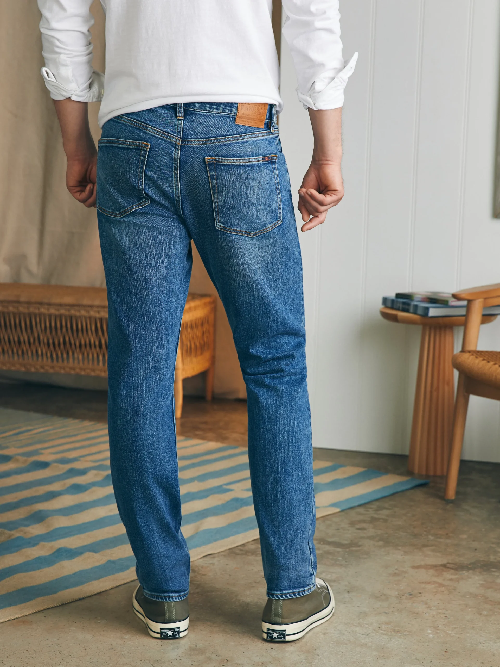 Pants^Faherty Brand Organic Cotton Slim Straight Denim (32" Inseam) - East Lake Wash