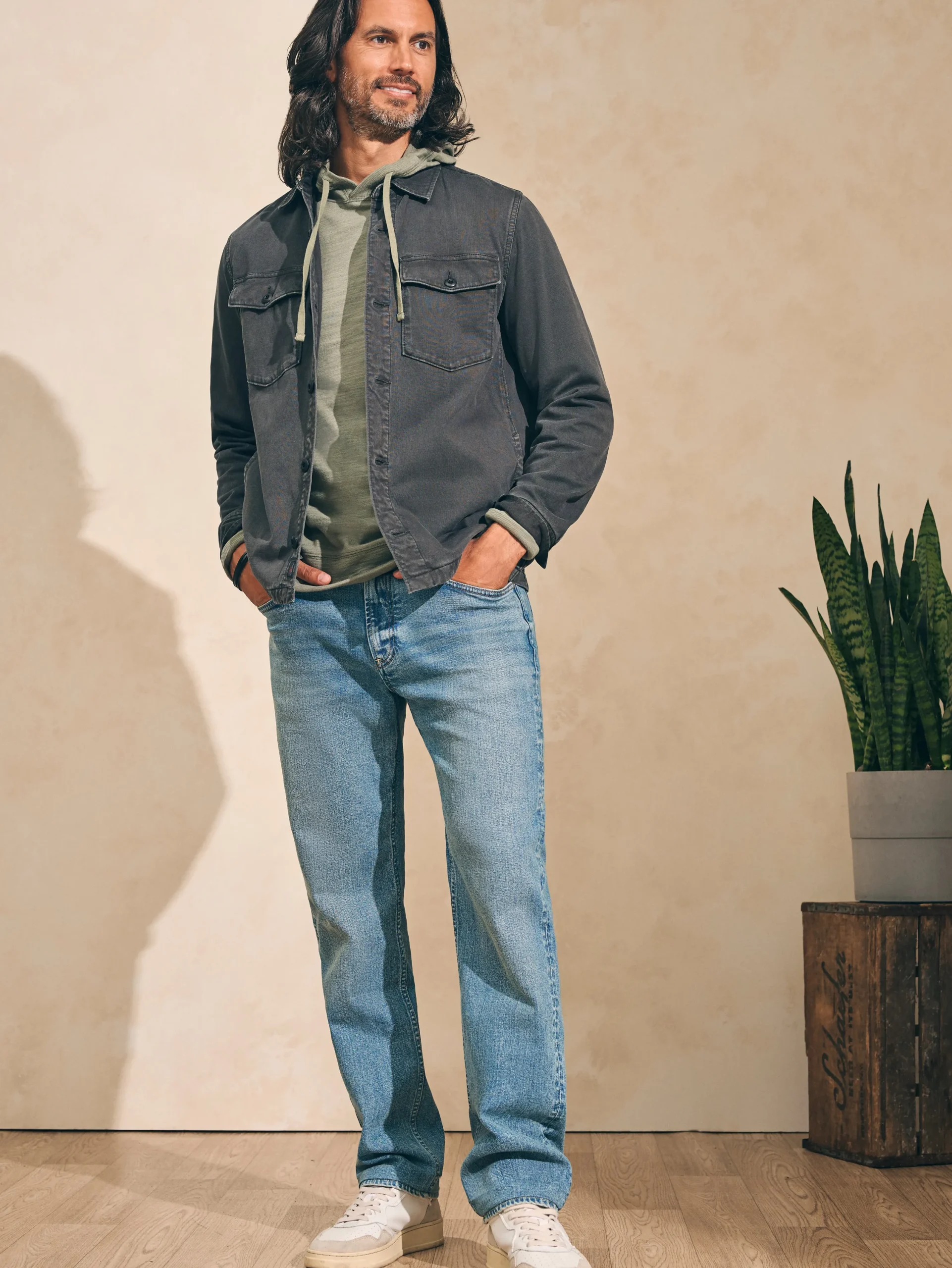 Pants^Faherty Brand Organic Cotton Slim Straight Denim (32" Inseam) - Sandy Point Wash