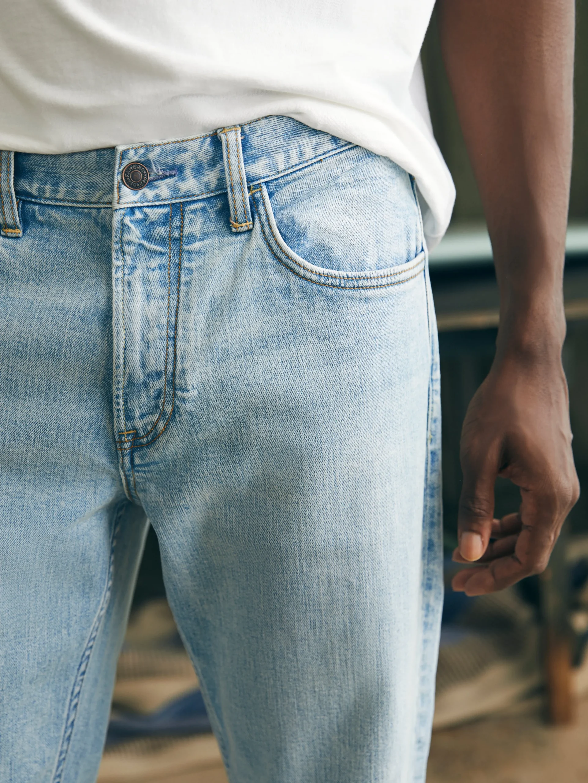 Pants^Faherty Brand Organic Cotton Slim Straight Denim (32" Inseam) - Somerset Blue