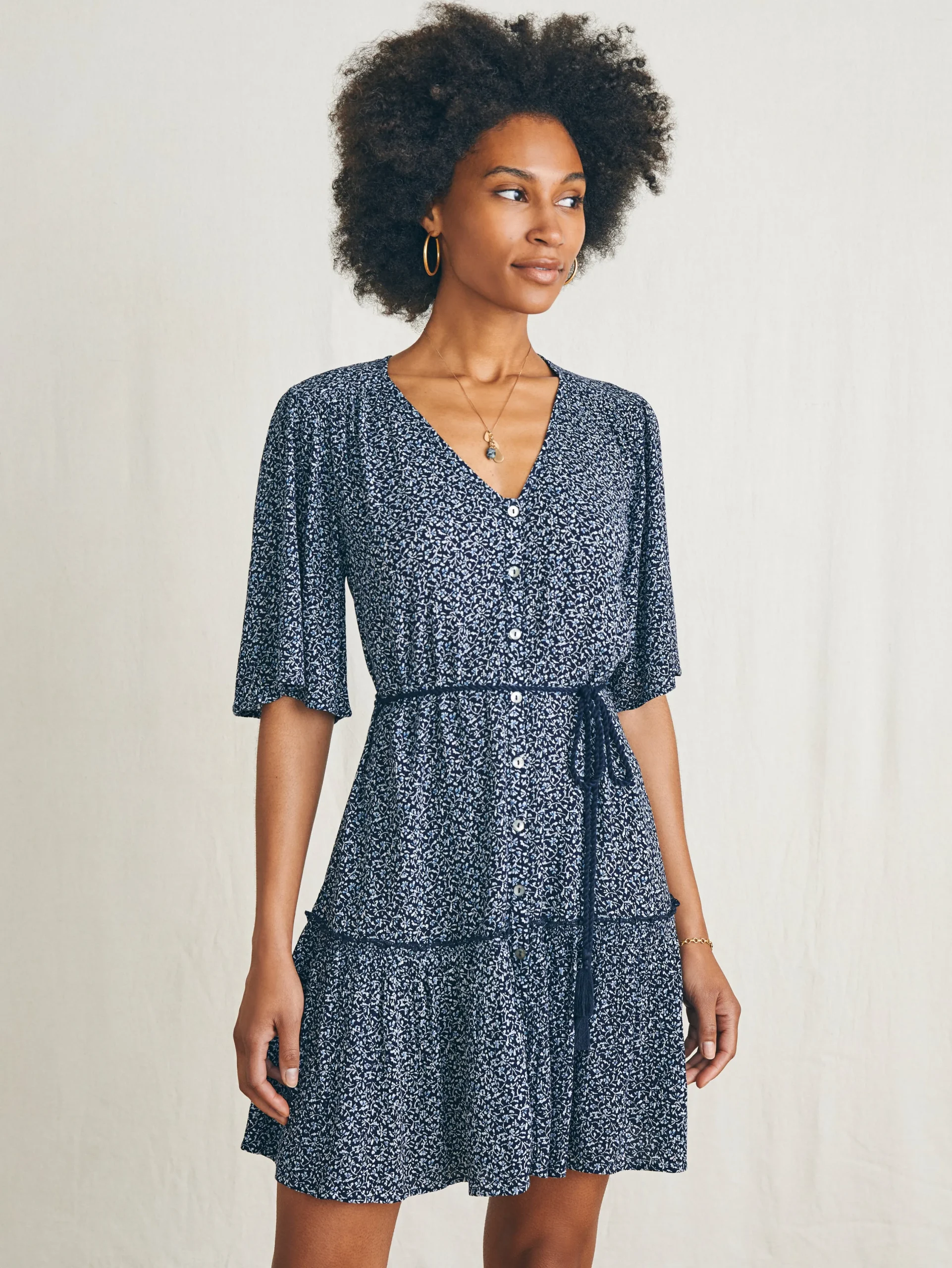 Dresses^Faherty Brand Orinda Mini Dress - Navy Riverton Ditsy