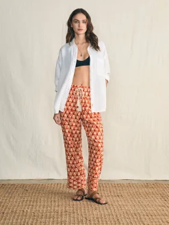 Pants^Faherty Brand Pacific Beach Linen Pant - Spiced Shibori Print