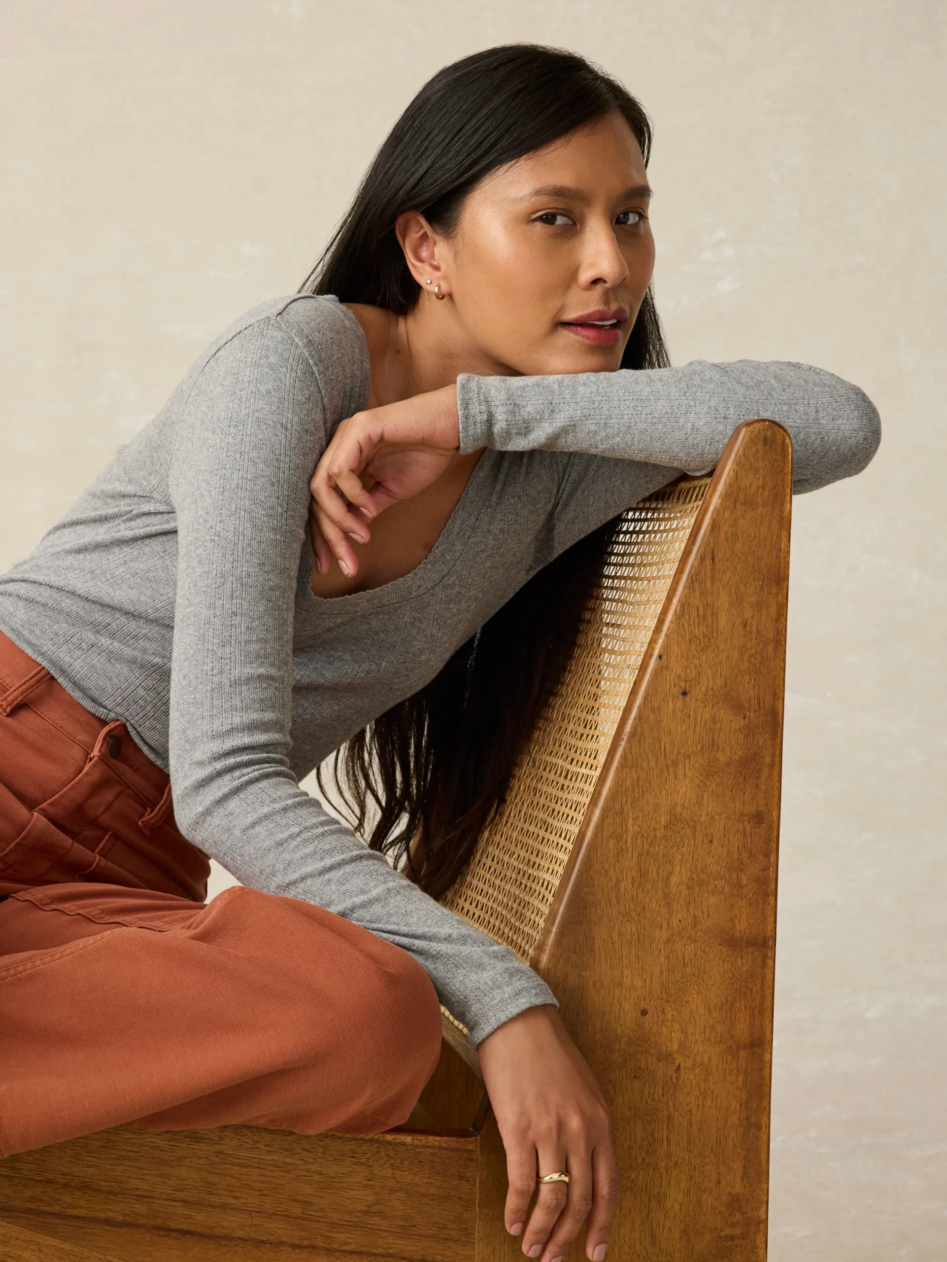 T-Shirts^Faherty Brand Pacific Pointelle Scoop Neck - Stonehill Heather