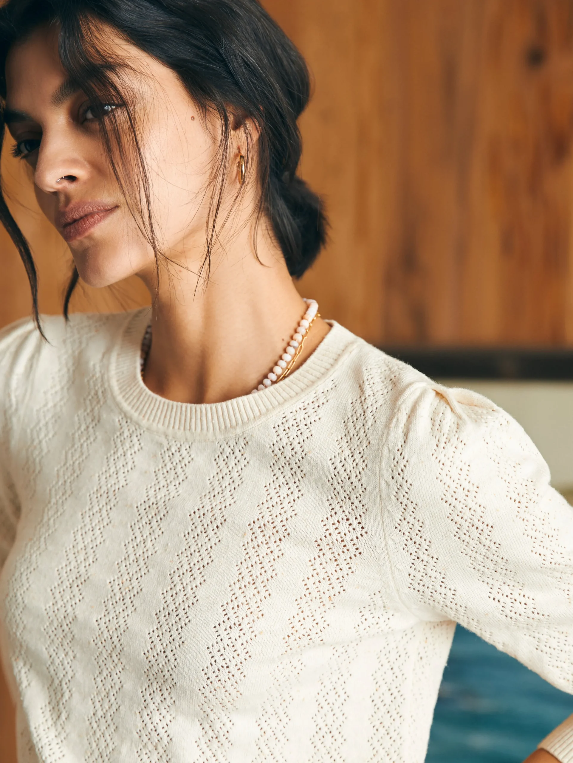Sweaters^Faherty Brand Pointelle Lola Sweater - Egret