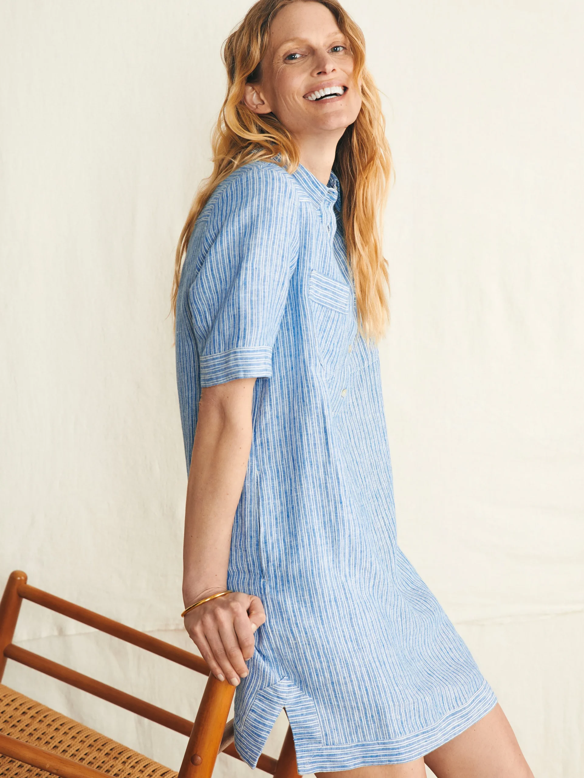 Dresses^Faherty Brand Rae Dress - Skyway Railroad Stripe