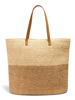 Swim|Bags^Faherty Brand Raffia Colorblock Tote - Natural