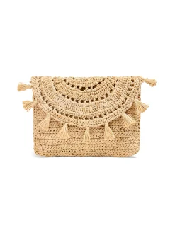 Swim|Bags^Faherty Brand Raffia Tassel Clutch - Natural
