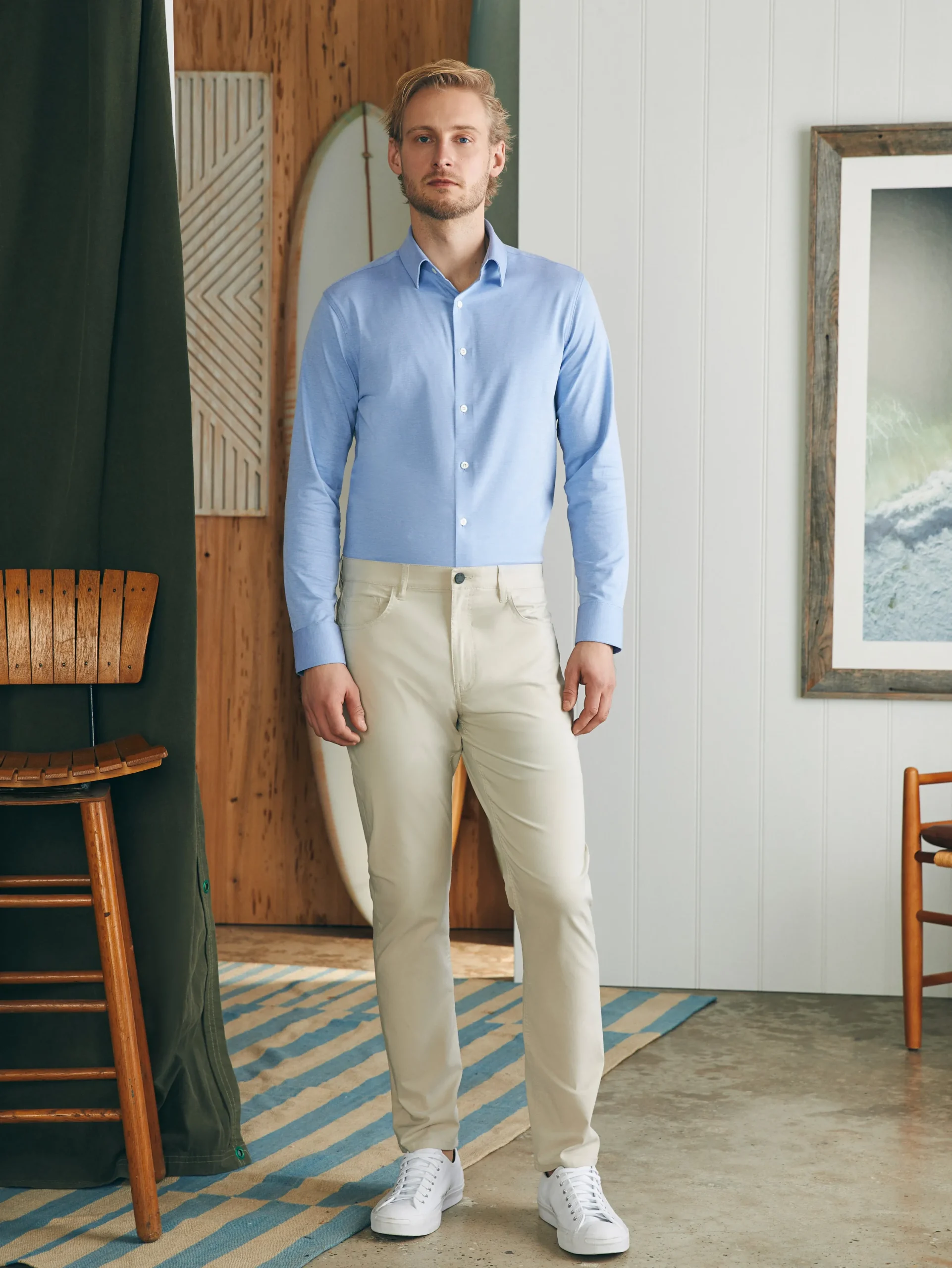 Shirts^Faherty Brand Reserve Knit Shirt - Lake Blue Melange