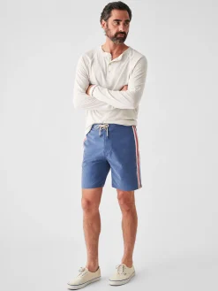 Swim^Faherty Brand Retro Surf Stripe Boardshort (7" Inseam) - Blue Red Stripe