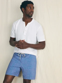 Swim^Faherty Brand Shorelite Active Swim Short (7" Inseam) - Bluebell Flare Geo