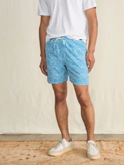 Swim^Faherty Brand Shorelite Active Swim Short (7" Inseam) - Blue Waters Frond