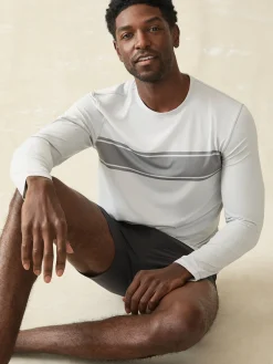 T-Shirts & Henleys^Faherty Brand Shorelite Long-Sleeve Tech Tee - Grey Steel Surf Stripe