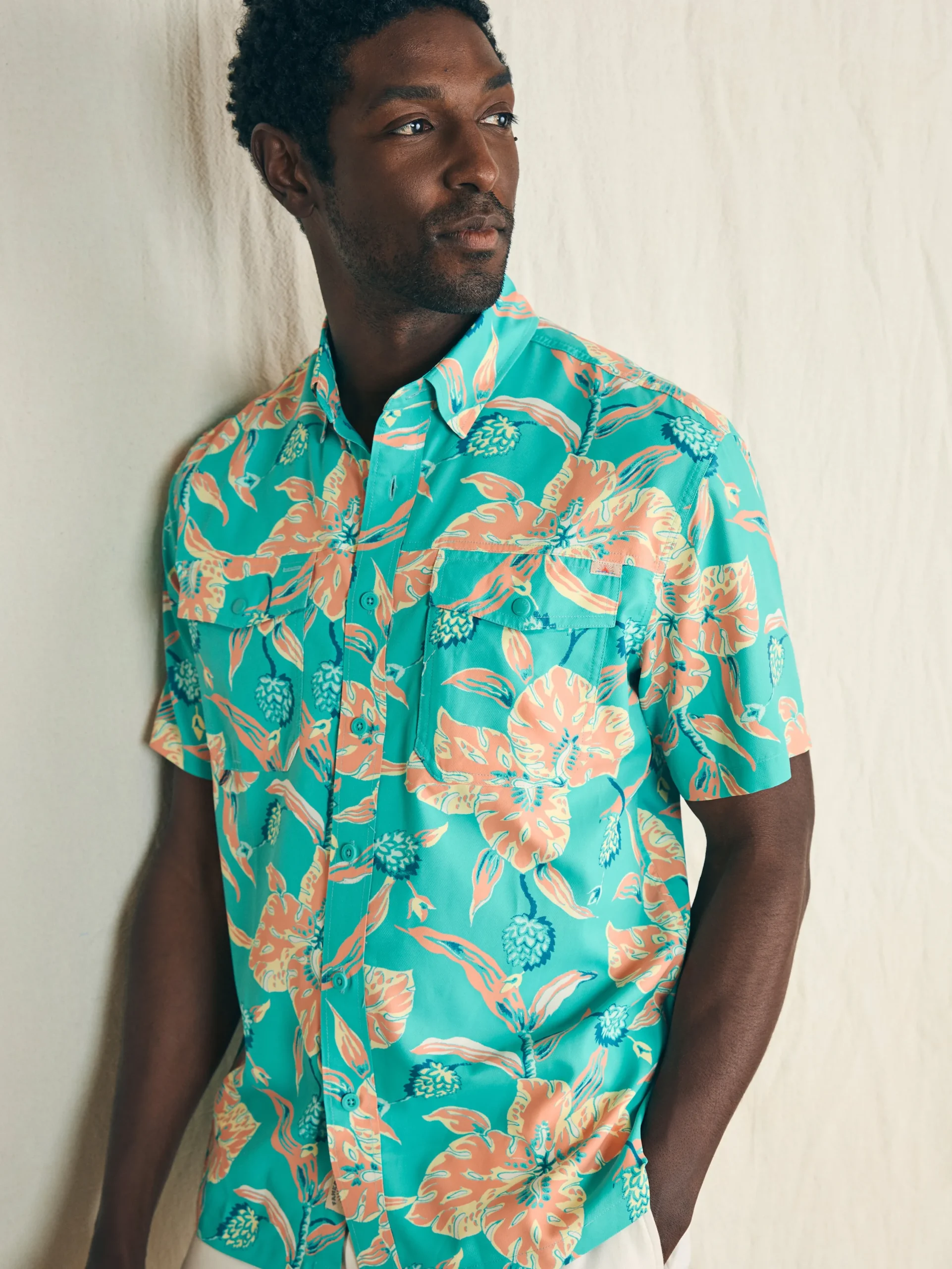 Shirts^Faherty Brand Shorelite Short-Sleeve Tech Shirt - Teal Geranium Floral