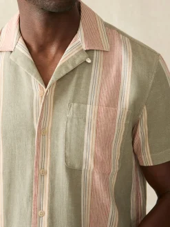 Shirts^Faherty Brand Short-Sleeve Hemp Blend Camp Shirt - Forest Isle Stripe