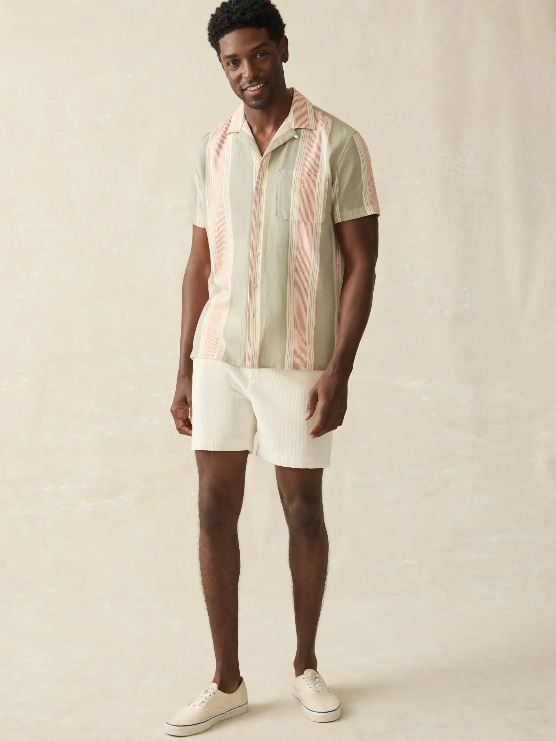 Shirts^Faherty Brand Short-Sleeve Hemp Blend Camp Shirt - Forest Isle Stripe