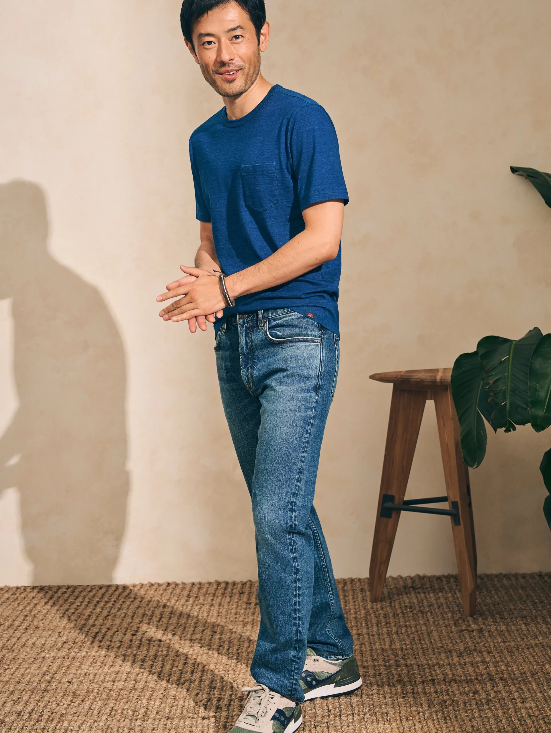 T-Shirts & Henleys^Faherty Brand Short-Sleeve Indigo Pocket Tee - Dark Indigo Wash