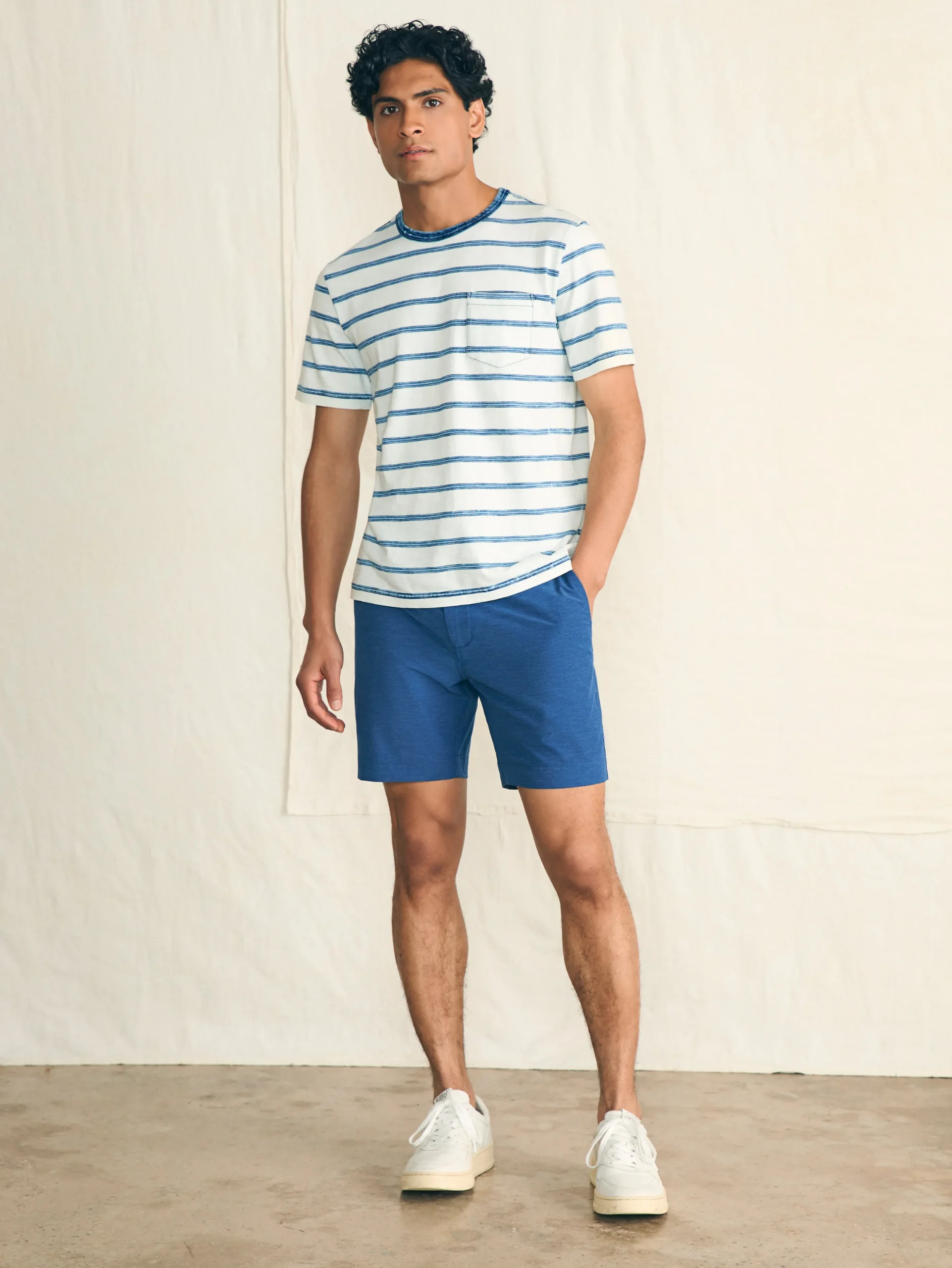 T-Shirts & Henleys^Faherty Brand Short-Sleeve Indigo Pocket Tee - Indigo Tide Stripe