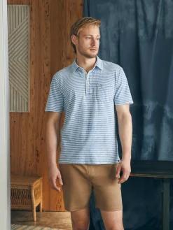 Polo Shirts^Faherty Brand Short-Sleeve Indigo Polo Shirt - Azure Stream Stripe