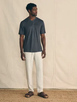 T-Shirts & Henleys^Faherty Brand Short-Sleeve Linen Henley - Black Iron