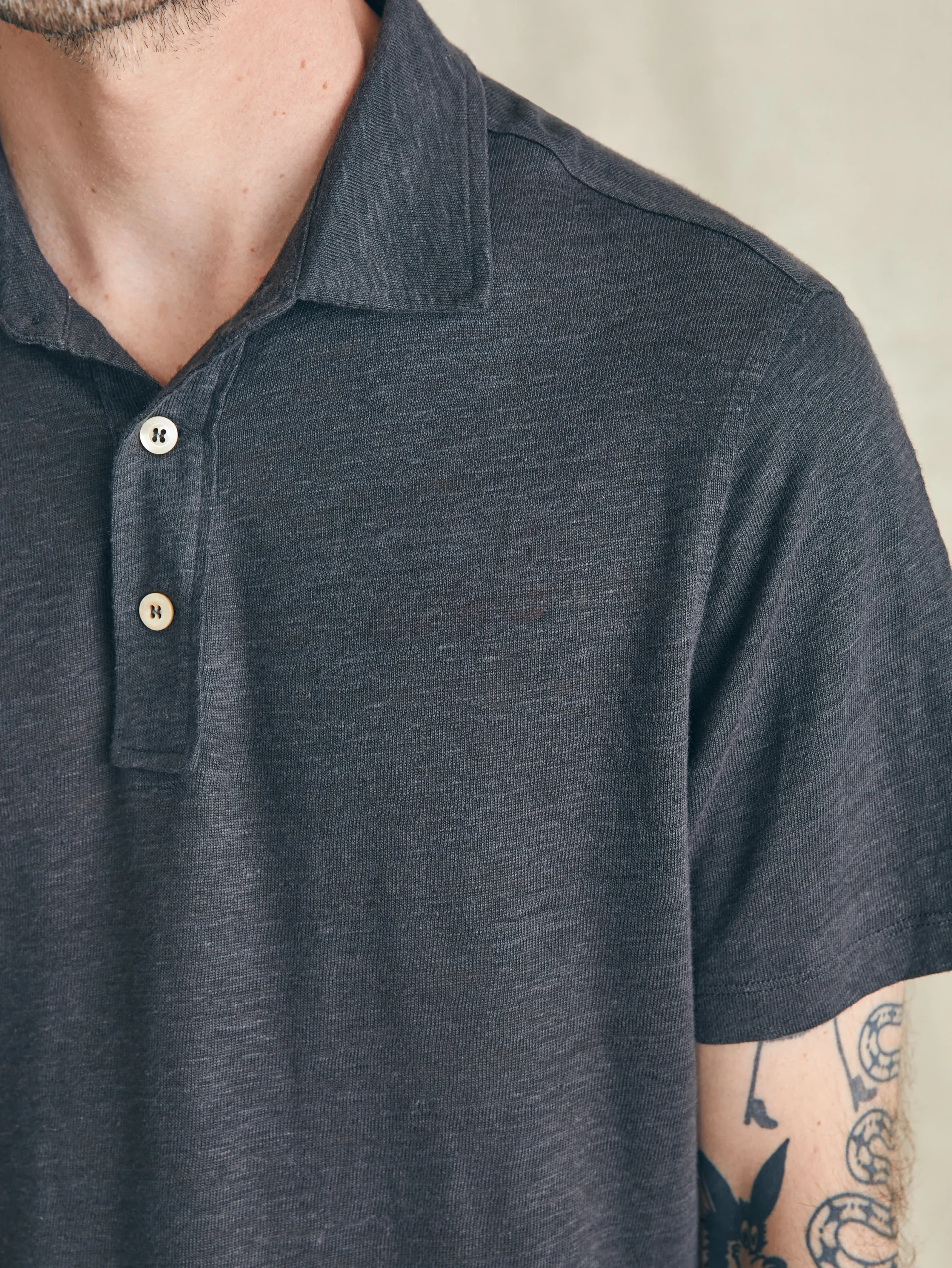 Polo Shirts^Faherty Brand Short-Sleeve Linen Polo - Black Iron
