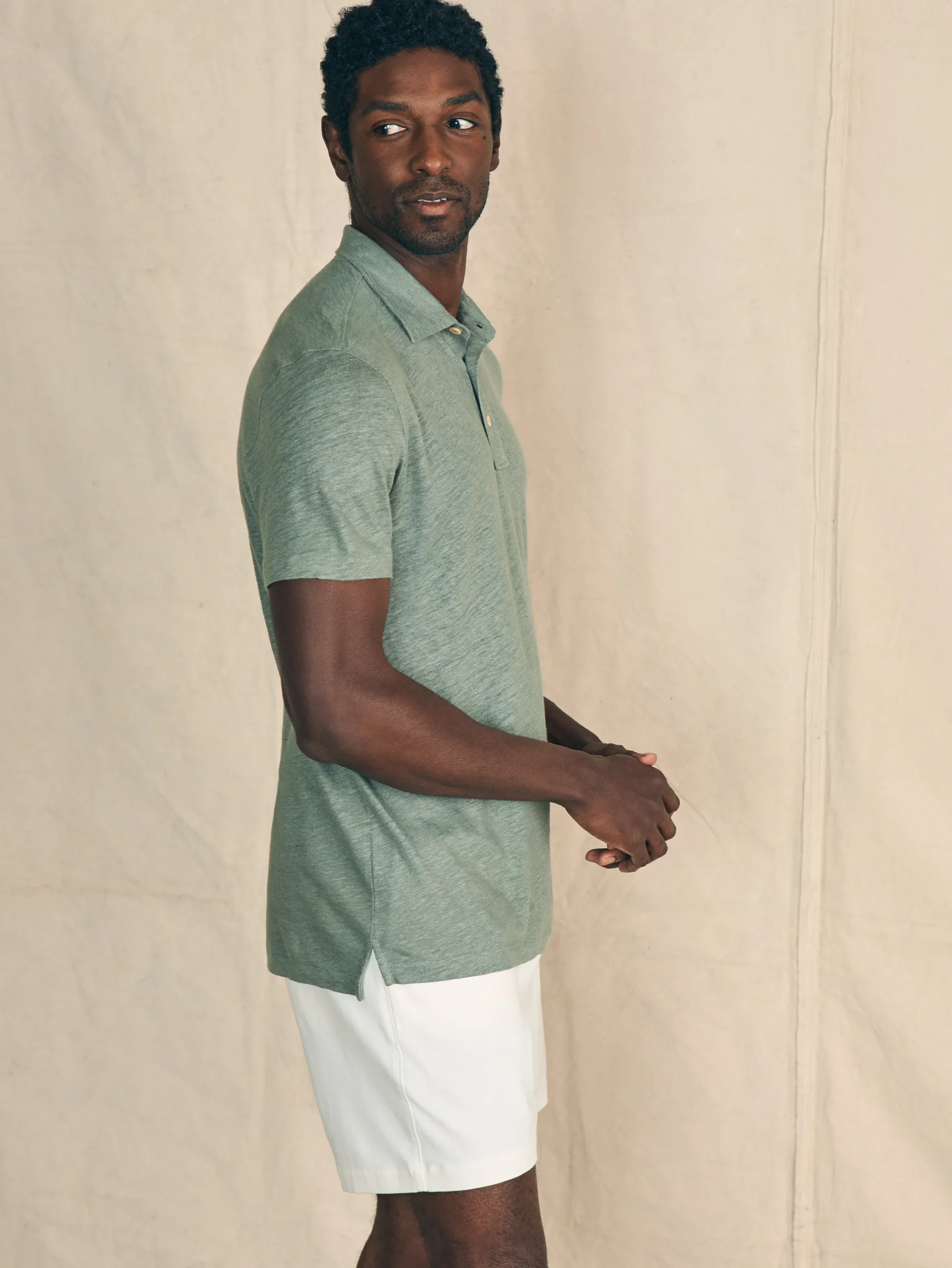 Polo Shirts^Faherty Brand Short-Sleeve Linen Polo - Desert Olive