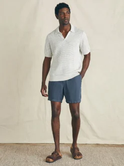 Sweaters^Faherty Brand Short-Sleeve Linen Sweater Polo - Ivory Steel Feeder