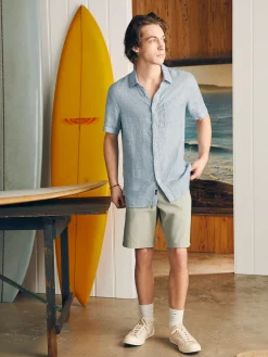 Shirts^Faherty Brand Short-Sleeve Palma Linen Shirt - Blue Basketweave