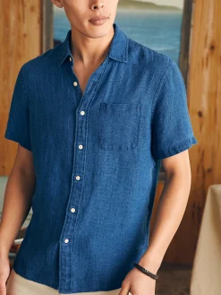 Shirts^Faherty Brand Short-Sleeve Palma Linen Shirt - Indigo Basketweave