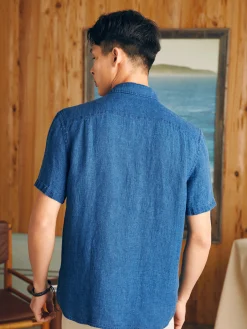 Shirts^Faherty Brand Short-Sleeve Palma Linen Shirt - Indigo Basketweave