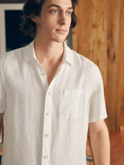 Shirts^Faherty Brand Short-Sleeve Palma Linen Shirt - Bright White Basketweave