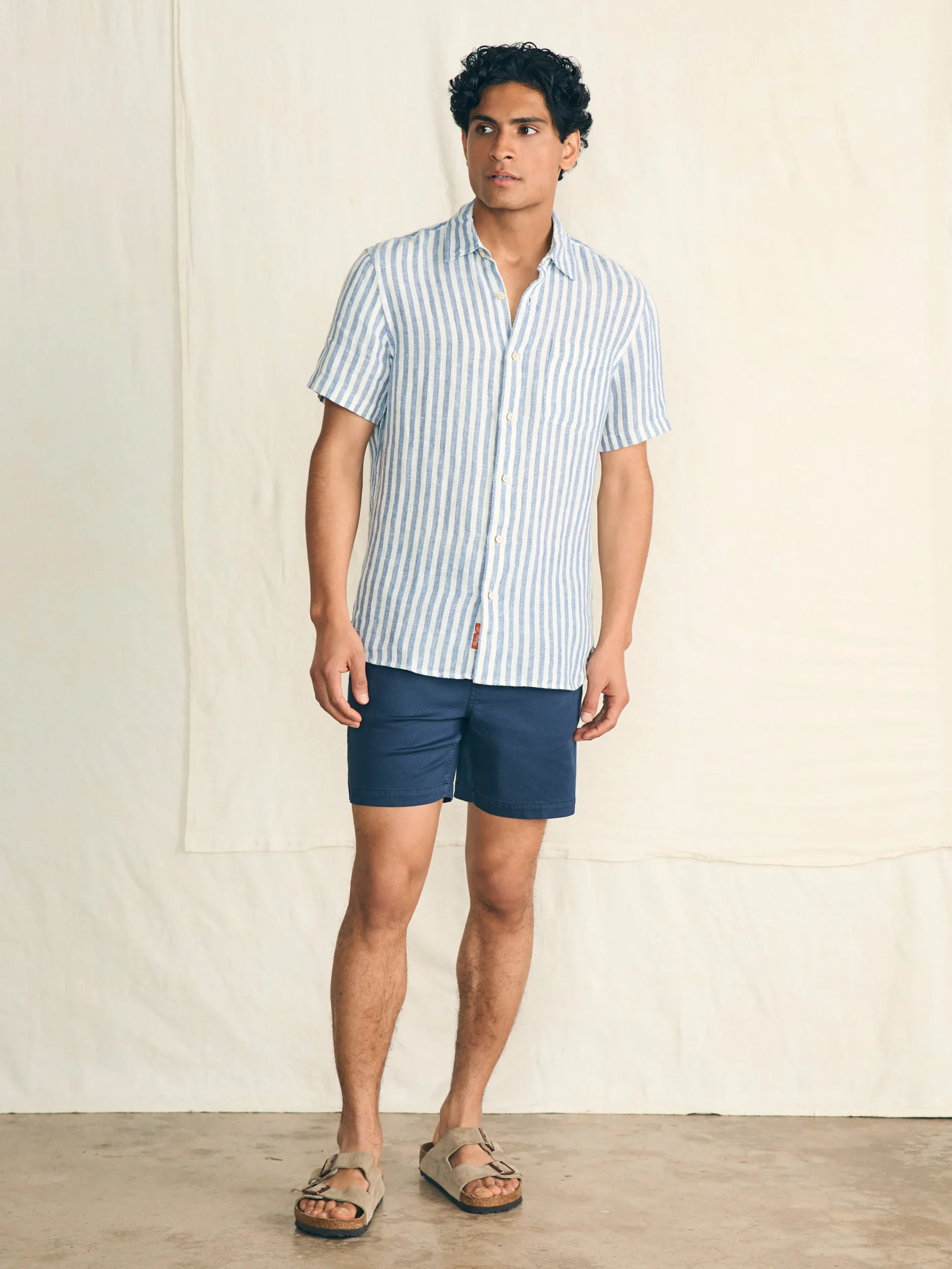 Shirts^Faherty Brand Short-Sleeve Palma Linen Shirt - Horizon Ivory Stripe