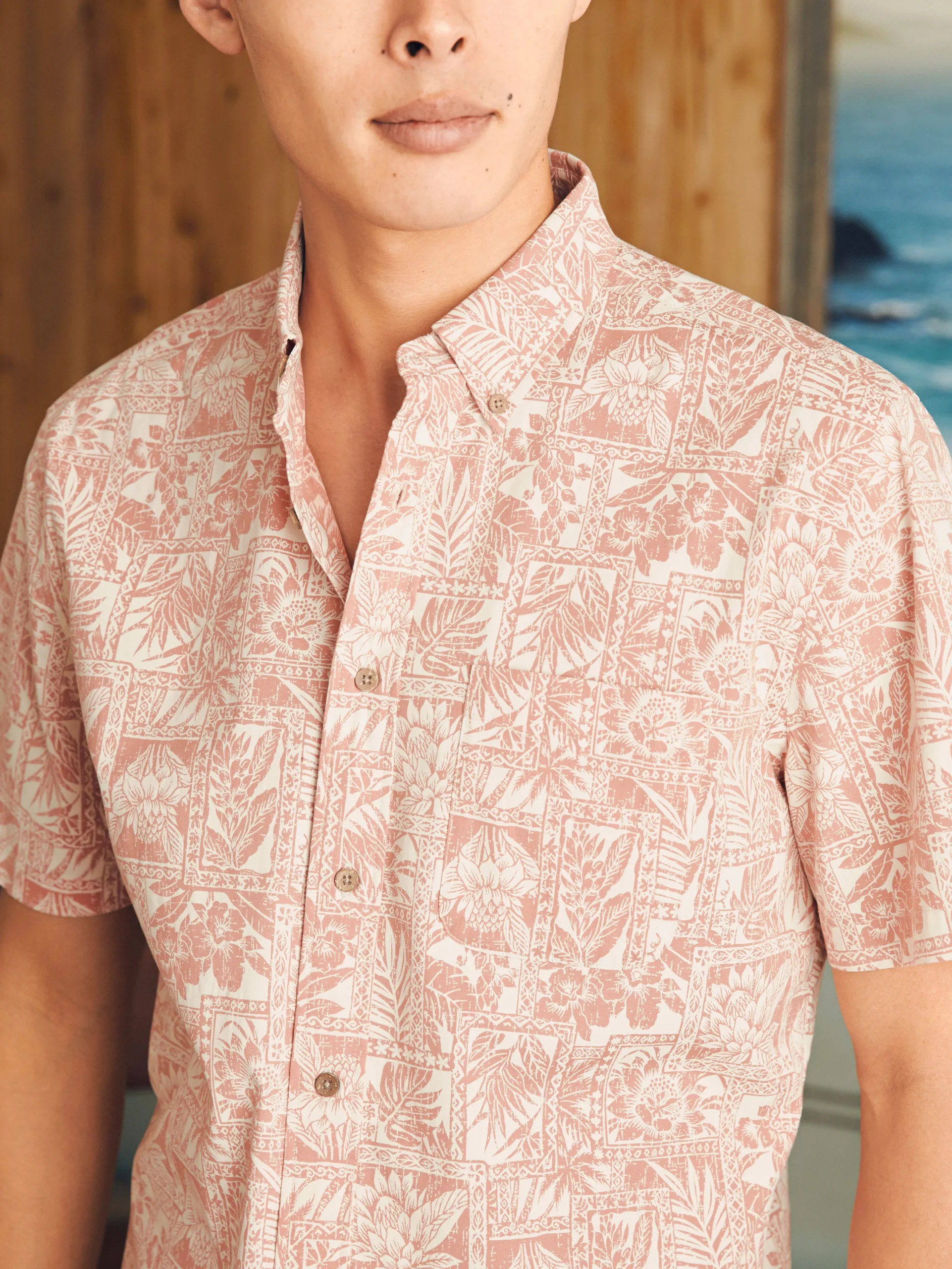 Shirts^Faherty Brand Short-Sleeve Stretch Playa Shirt - Coral Tile Print
