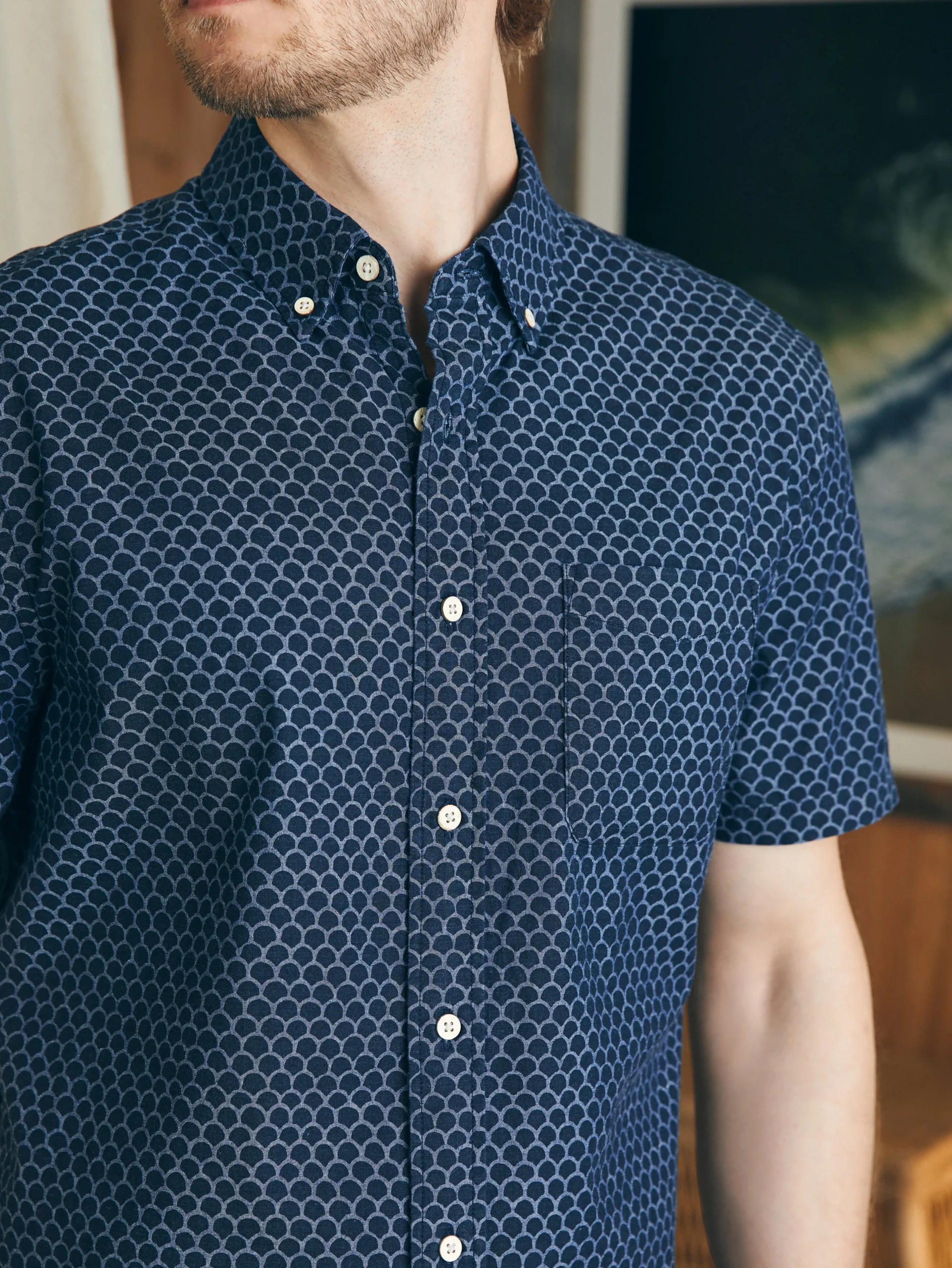 Shirts^Faherty Brand Short-Sleeve Stretch Playa Shirt (Tall) - Midnight Fishscale
