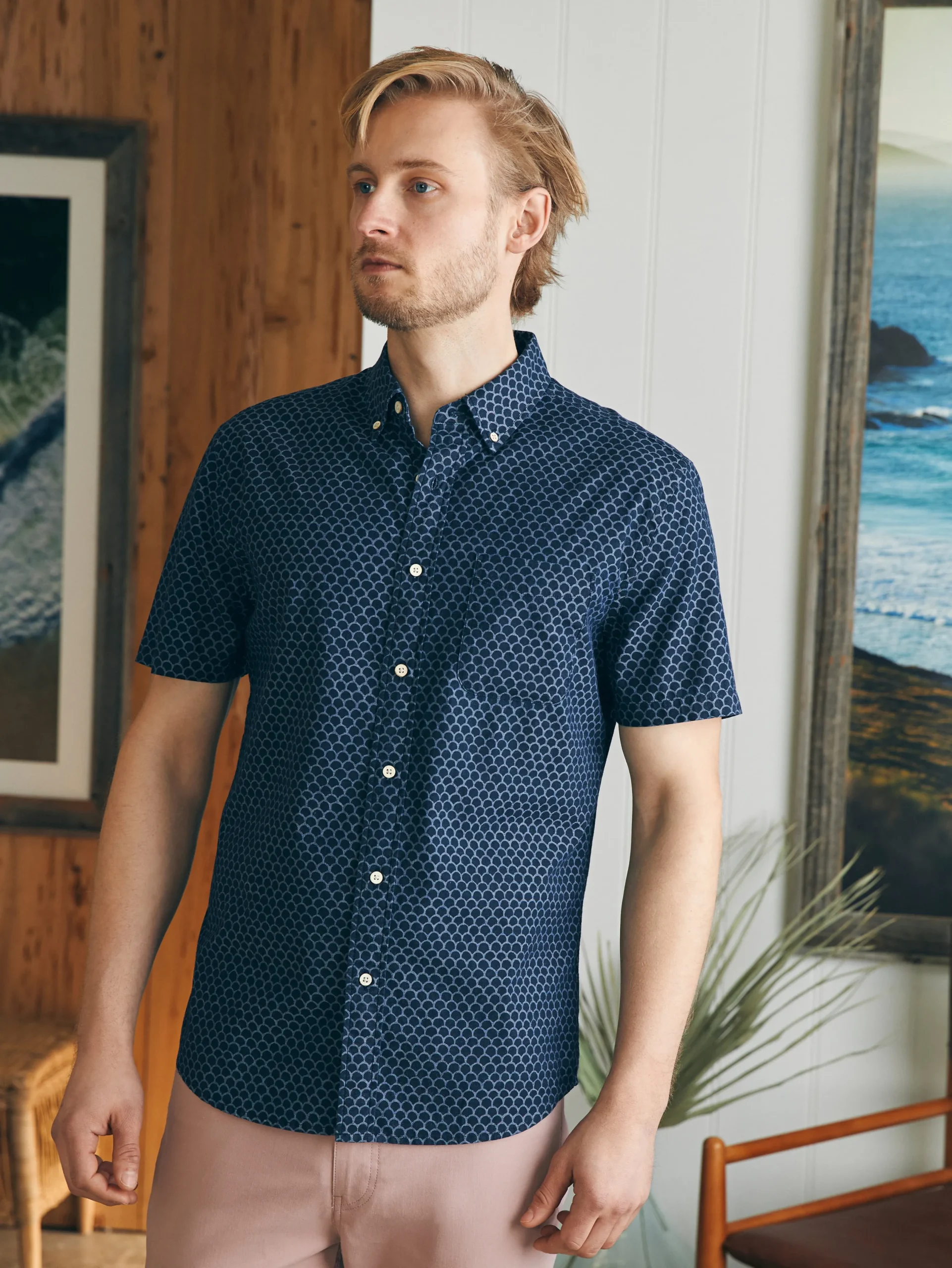 Shirts^Faherty Brand Short-Sleeve Stretch Playa Shirt (Tall) - Midnight Fishscale