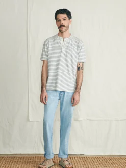 T-Shirts & Henleys^Faherty Brand Short-Sleeve Sunwashed Henley - Shell Flint Stripe