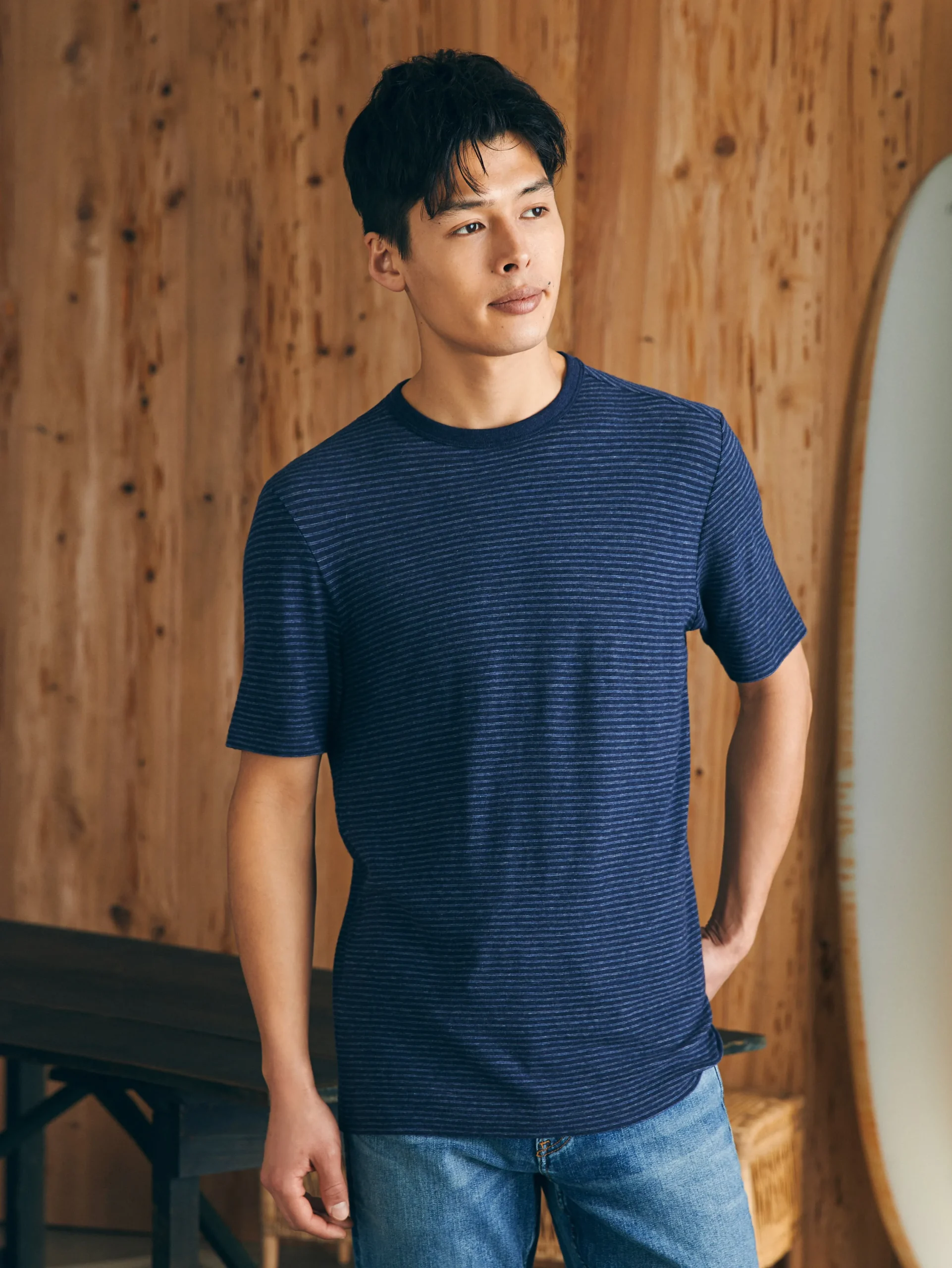 T-Shirts & Henleys^Faherty Brand Short-Sleeve Vintage Chambray Tee - Navy Cove Stripe