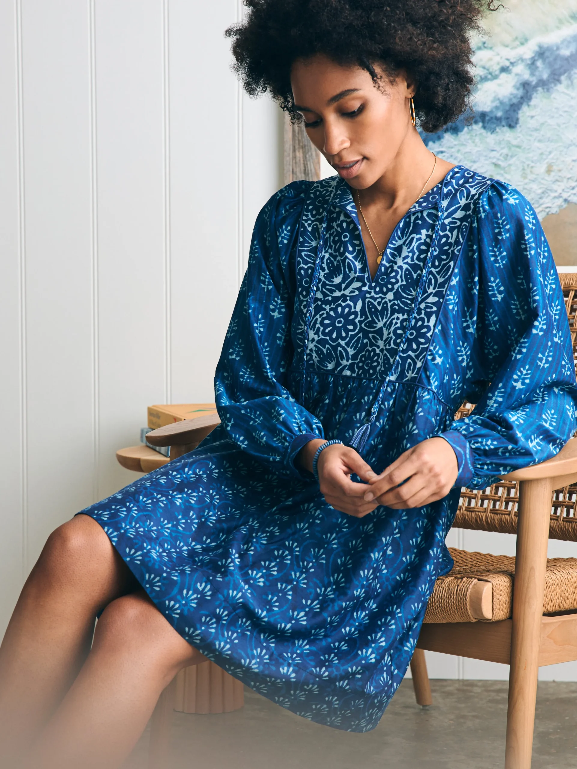Dresses^Faherty Brand Silk Blend Solstice Mini Dress - Sunburst Mix Print