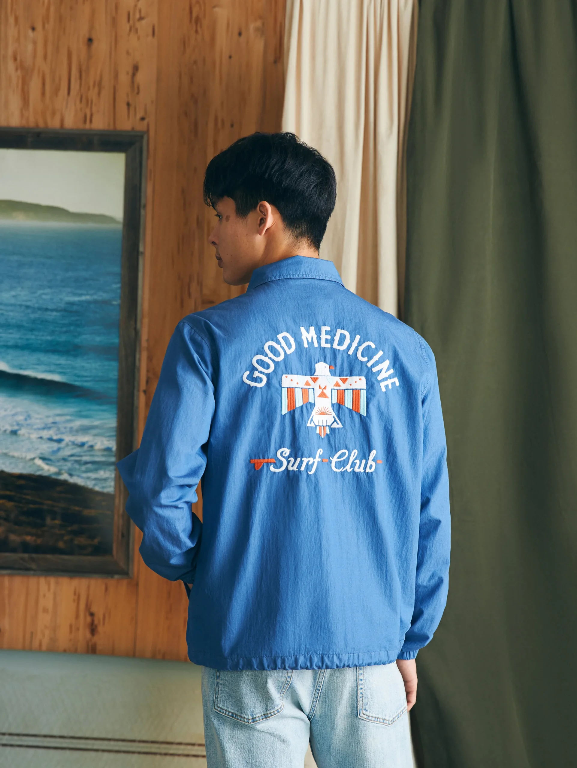 Jackets & Vests^Faherty Brand Steven Paul Judd Good Medicine Sunwashed Coaches Jacket - Marine Blue