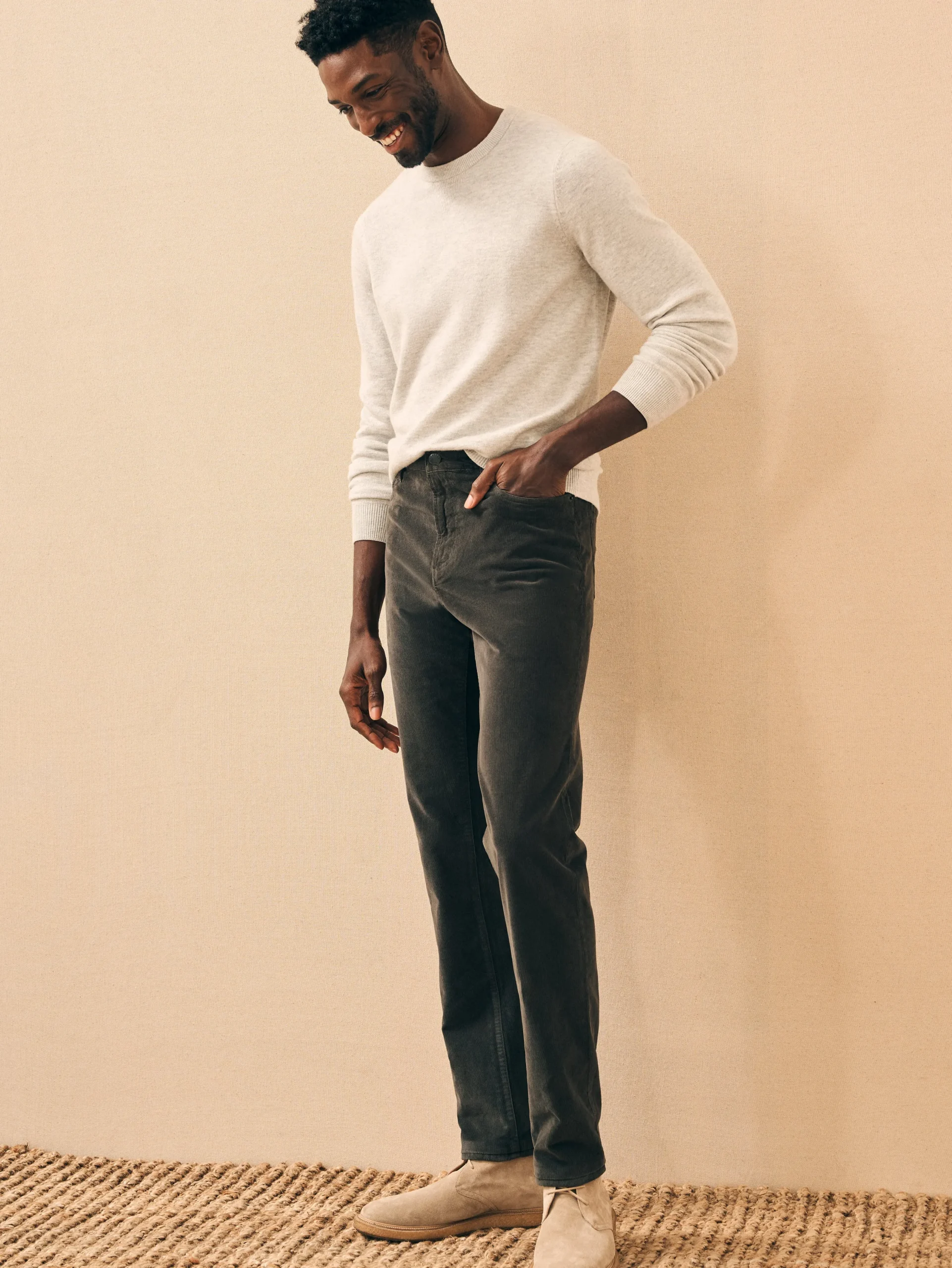 Pants^Faherty Brand Stretch Corduroy 5-Pocket Pant (34" Inseam) - Washed Black