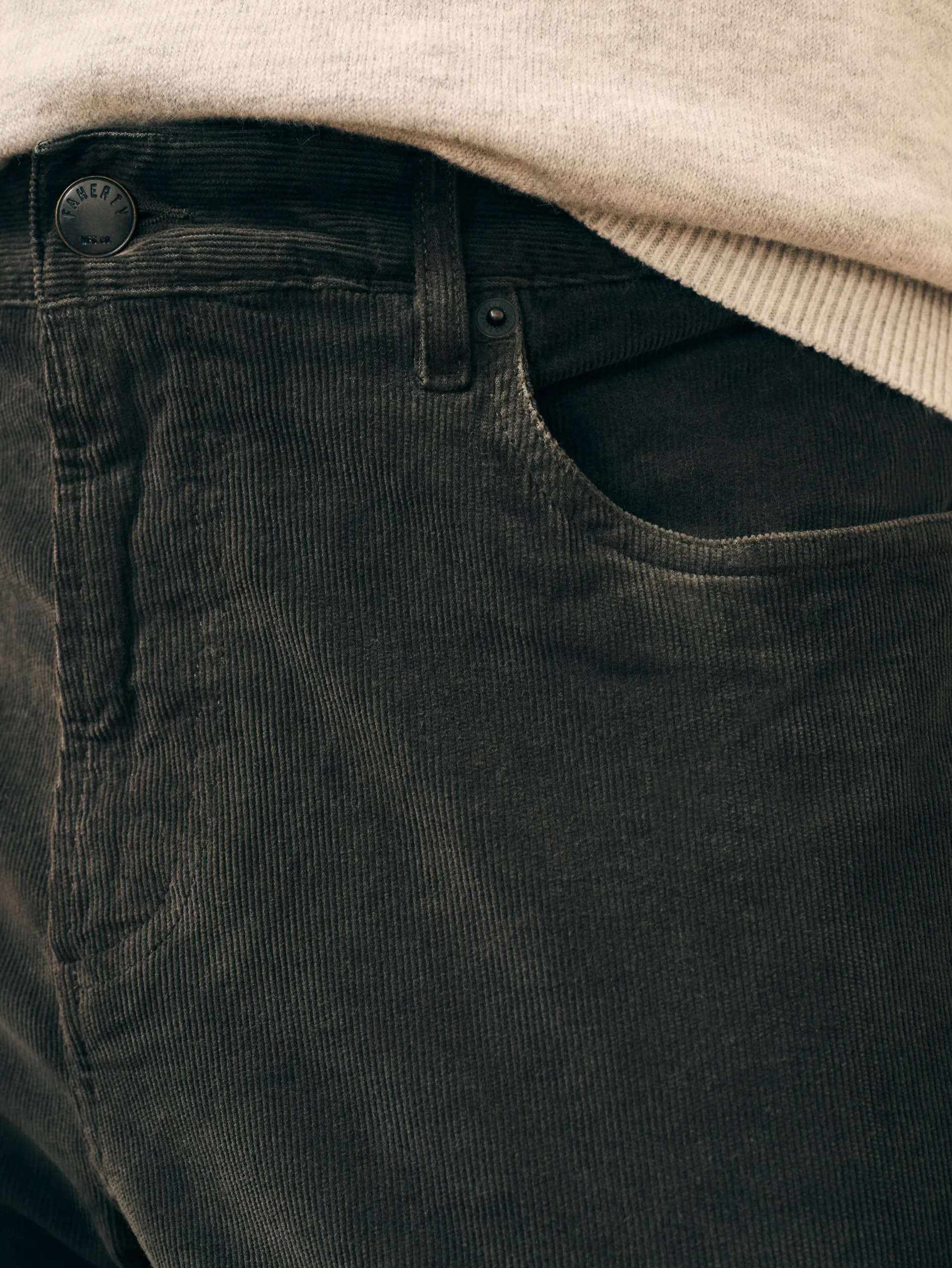 Pants^Faherty Brand Stretch Corduroy 5-Pocket Pant (34" Inseam) - Washed Black