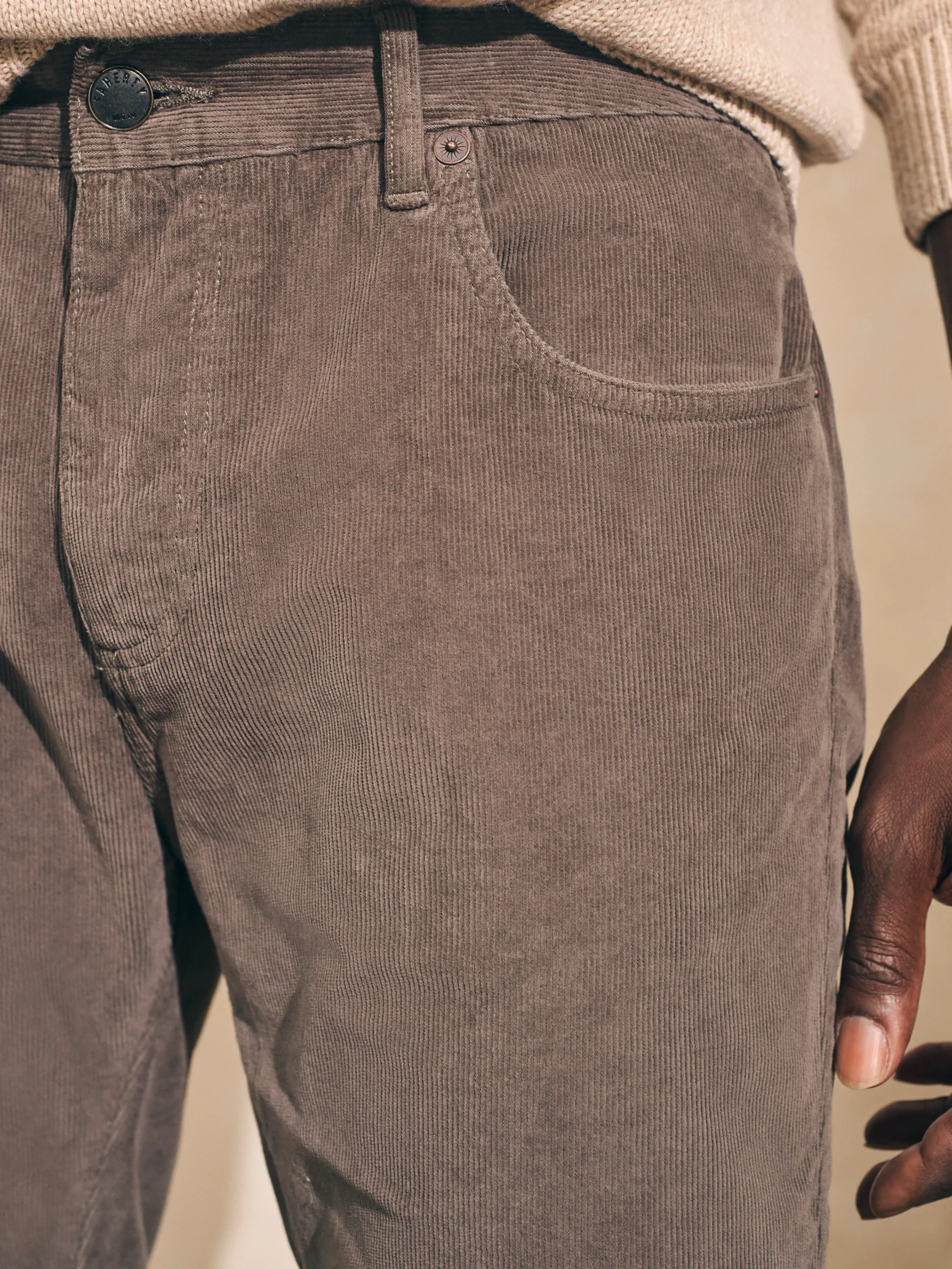 Pants^Faherty Brand Stretch Corduroy 5-Pocket Pant (32" Inseam) - Rugged Grey