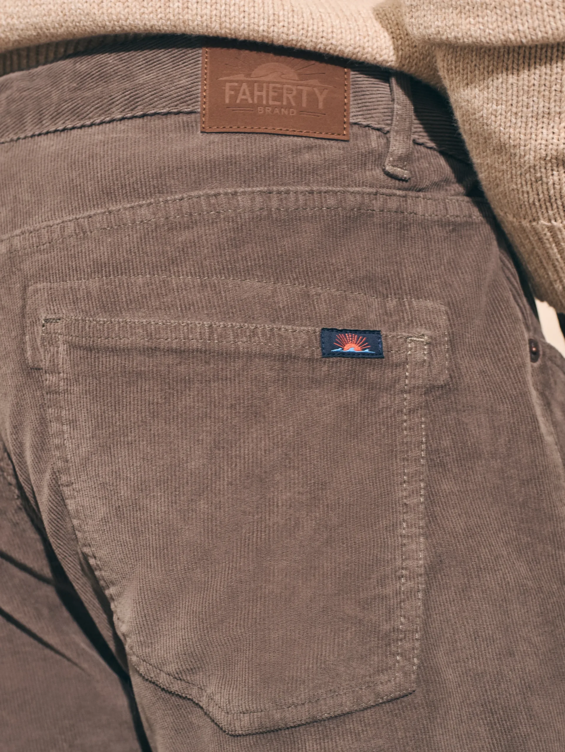 Pants^Faherty Brand Stretch Corduroy 5-Pocket Pant (32" Inseam) - Rugged Grey