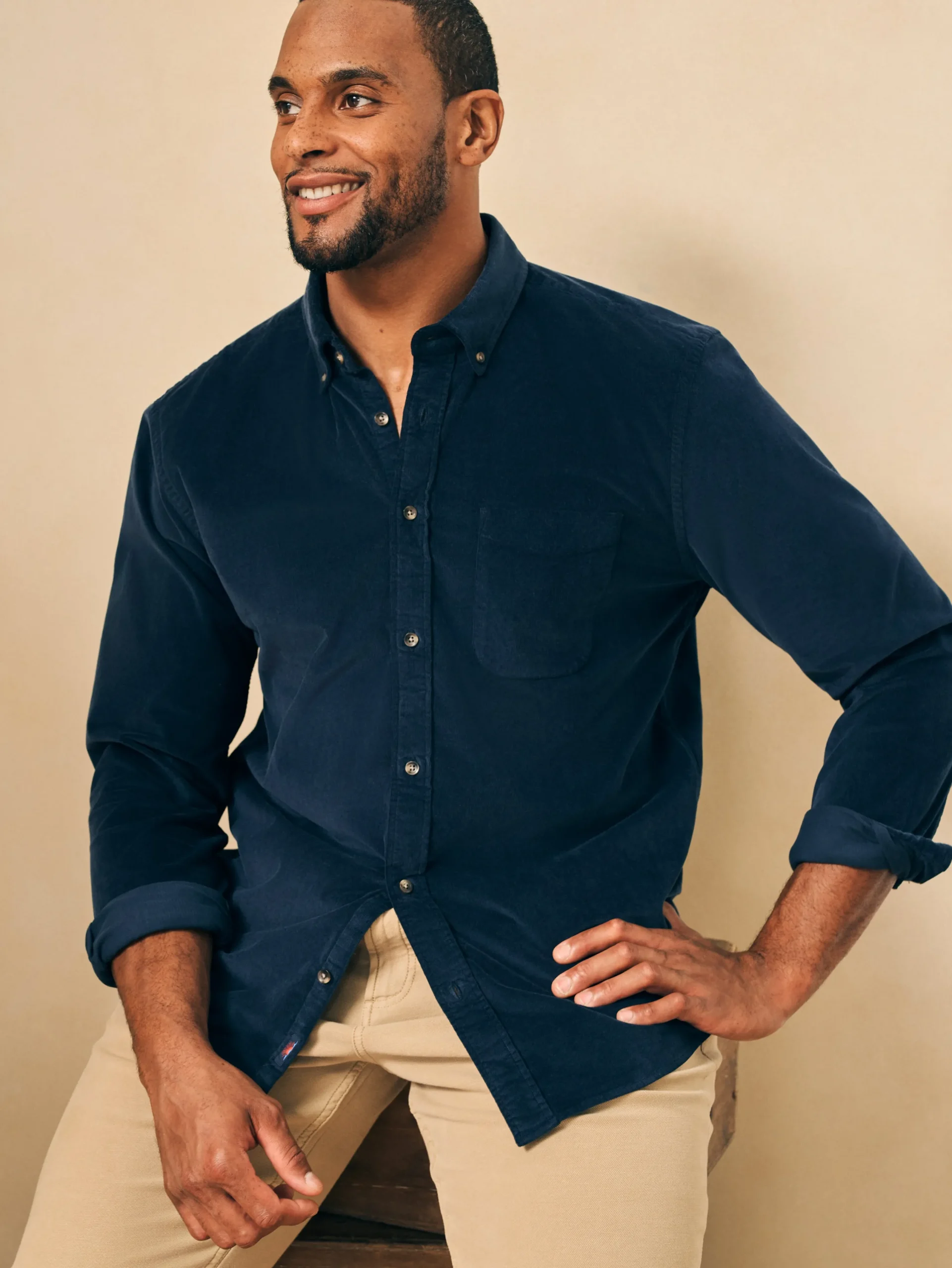 Shirts^Faherty Brand Stretch Corduroy Shirt - Blue Nights