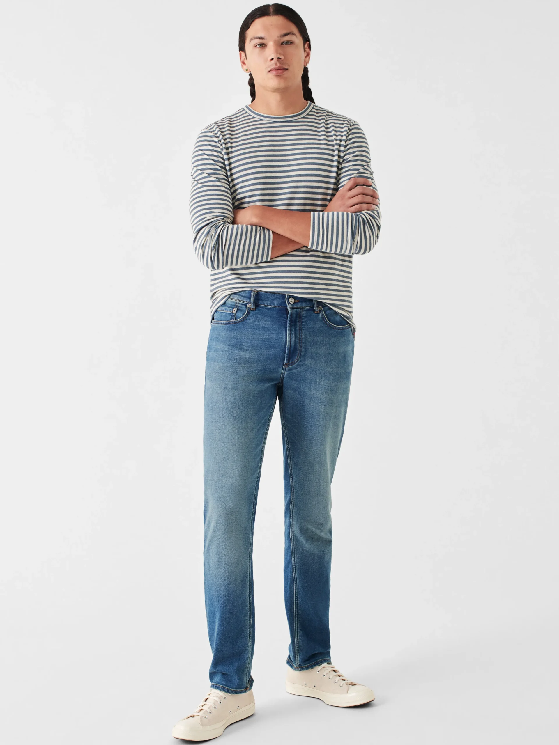 Pants^Faherty Brand Stretch Terry Indigo 5-Pocket Pant (32" Inseam) - Easton Wash