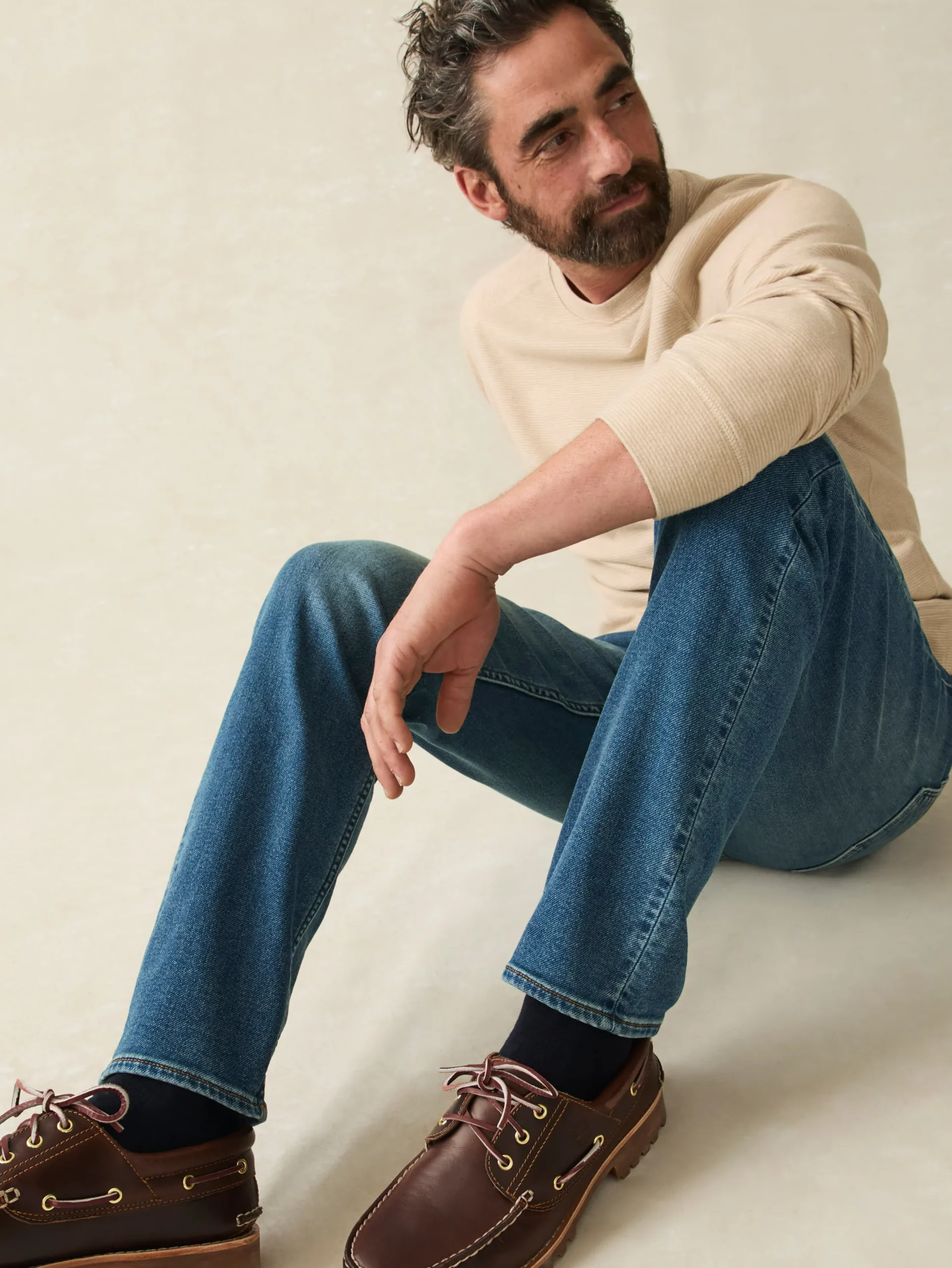 Pants^Faherty Brand Stretch Terry Indigo 5-Pocket Pant - Indigo Ocean Wash